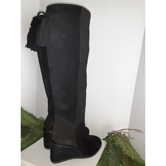 Antonio Melani Maesyn Blaxk Suede Wedge Tall Boots - Picture 7 of 16